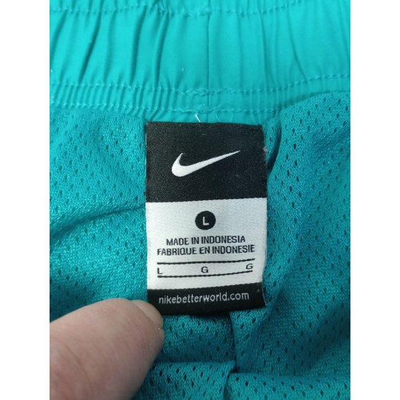 Nike Swim Nike Swim Trunks Netting Lined Aqua Blue Side Stripe Logo